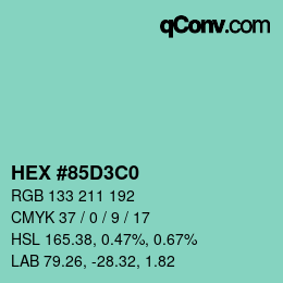 Color code: HEX #85D3C0 | qconv.com