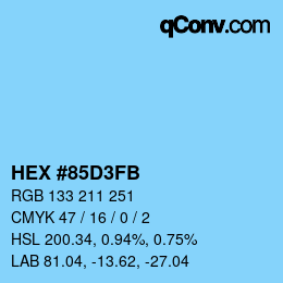 Color code: HEX #85D3FB | qconv.com