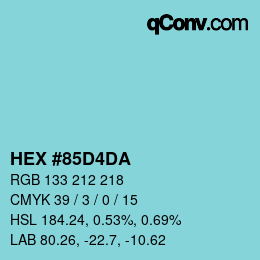 カラーコード: HEX #85D4DA | qconv.com