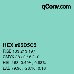 カラーコード: HEX #85D5C5 | qconv.com