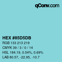 颜色代码: HEX #85D5DB | qconv.com
