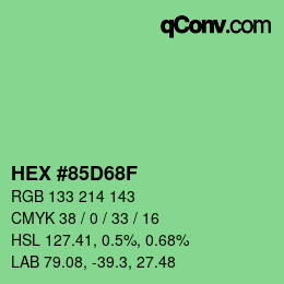 Color code: HEX #85D68F | qconv.com