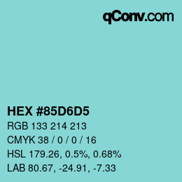 Color code: HEX #85D6D5 | qconv.com