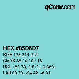 カラーコード: HEX #85D6D7 | qconv.com