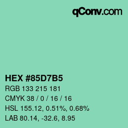 カラーコード: HEX #85D7B5 | qconv.com