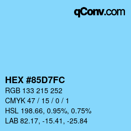 Código de color: HEX #85D7FC | qconv.com