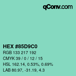 Color code: HEX #85D9C0 | qconv.com