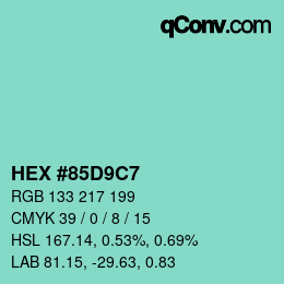 Color code: HEX #85D9C7 | qconv.com