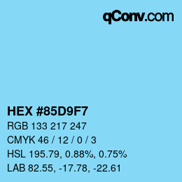 Color code: HEX #85D9F7 | qconv.com