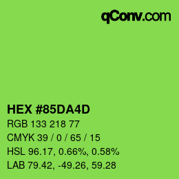 Color code: HEX #85DA4D | qconv.com