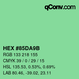 カラーコード: HEX #85DA9B | qconv.com