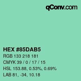 Color code: HEX #85DAB5 | qconv.com