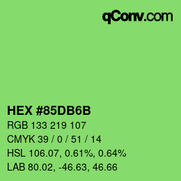 Color code: HEX #85DB6B | qconv.com
