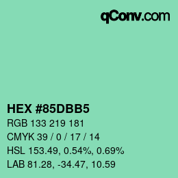 Color code: HEX #85DBB5 | qconv.com