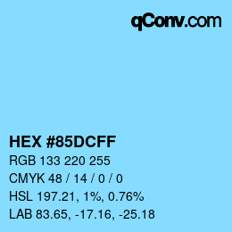 颜色代码: HEX #85DCFF | qconv.com