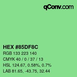 Color code: HEX #85DF8C | qconv.com