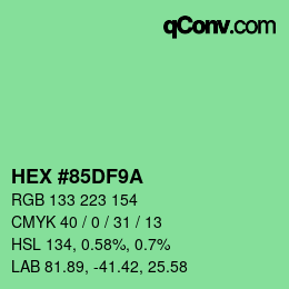 Color code: HEX #85DF9A | qconv.com
