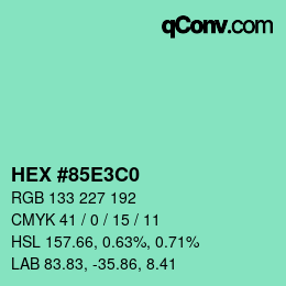 カラーコード: HEX #85E3C0 | qconv.com