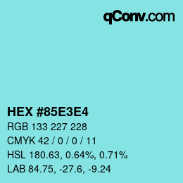 Color code: HEX #85E3E4 | qconv.com