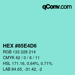 Color code: HEX #85E4D6 | qconv.com