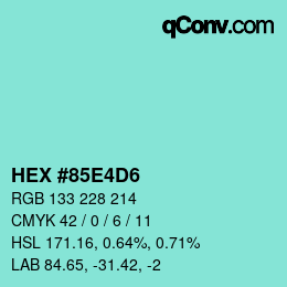 Color code: HEX #85E4D6 | qconv.com