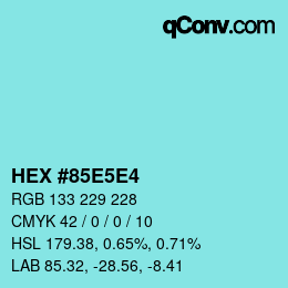 Color code: HEX #85E5E4 | qconv.com
