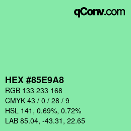 Color code: HEX #85E9A8 | qconv.com