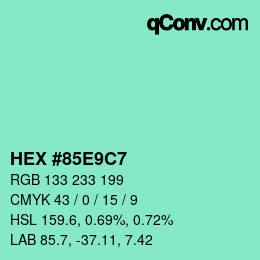Color code: HEX #85E9C7 | qconv.com
