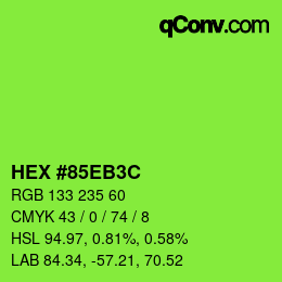 Color code: HEX #85EB3C | qconv.com