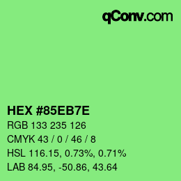 Color code: HEX #85EB7E | qconv.com