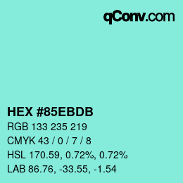 颜色代码: HEX #85EBDB | qconv.com