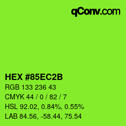カラーコード: HEX #85EC2B | qconv.com