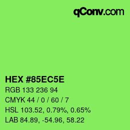 Color code: HEX #85EC5E | qconv.com