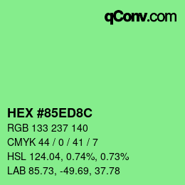 Color code: HEX #85ED8C | qconv.com