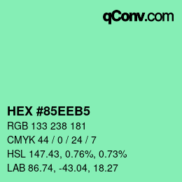 カラーコード: HEX #85EEB5 | qconv.com