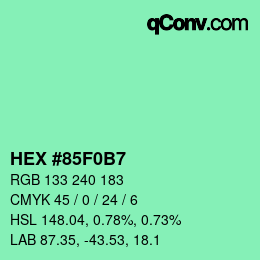 Color code: HEX #85F0B7 | qconv.com