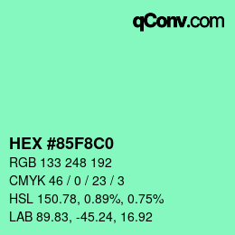 Color code: HEX #85F8C0 | qconv.com