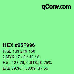 Color code: HEX #85F996 | qconv.com