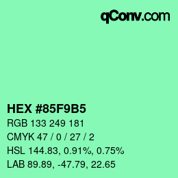 Color code: HEX #85F9B5 | qconv.com