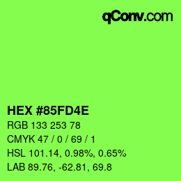 Color code: HEX #85FD4E | qconv.com