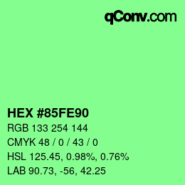 カラーコード: HEX #85FE90 | qconv.com