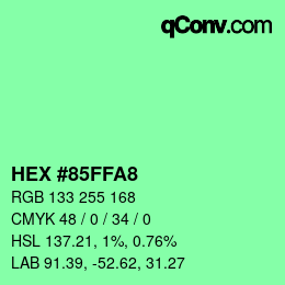 カラーコード: HEX #85FFA8 | qconv.com
