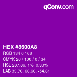 Color code: HEX #8600A8 | qconv.com