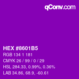 カラーコード: HEX #8601B5 | qconv.com