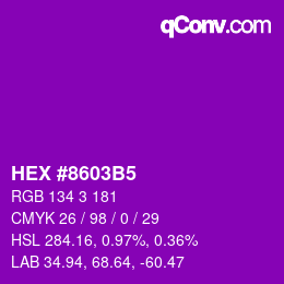 颜色代码: HEX #8603B5 | qconv.com