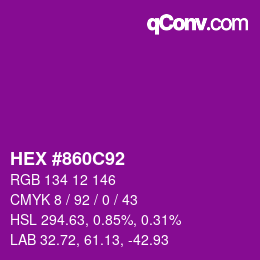 颜色代码: HEX #860C92 | qconv.com