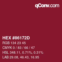 Color code: HEX #86172D | qconv.com
