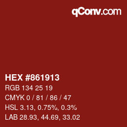 Color code: HEX #861913 | qconv.com