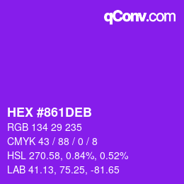 Color code: HEX #861DEB | qconv.com
