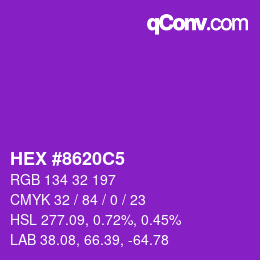 Color code: HEX #8620C5 | qconv.com